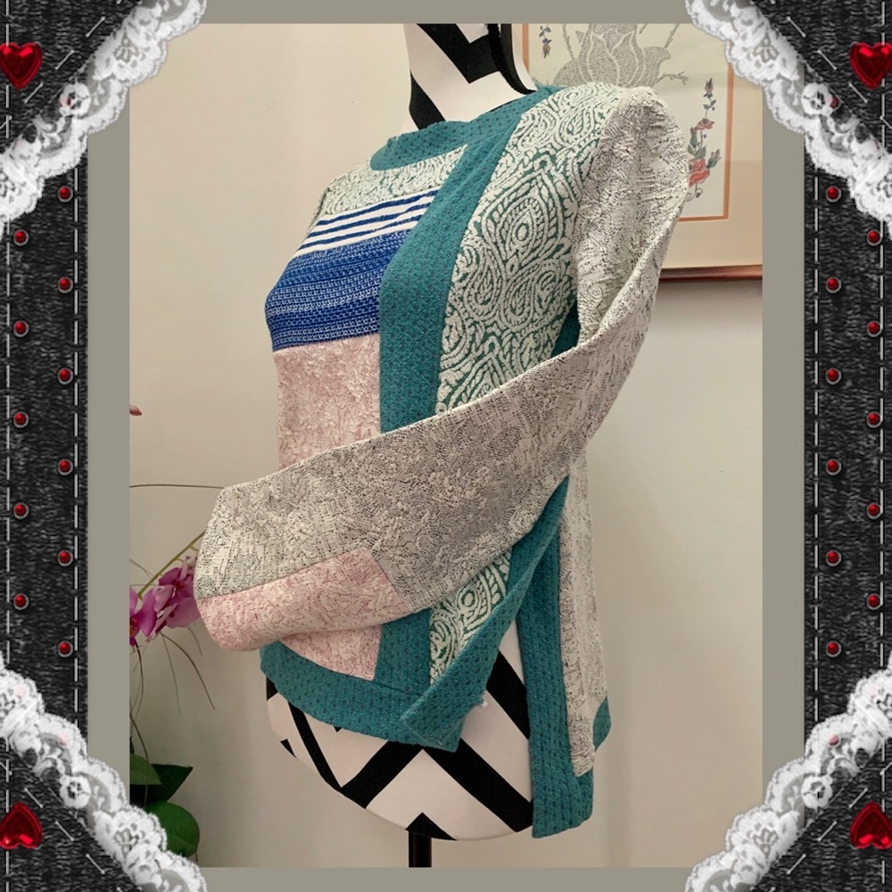 Anthropologie Multiple Pattern Side Split Top - image 3